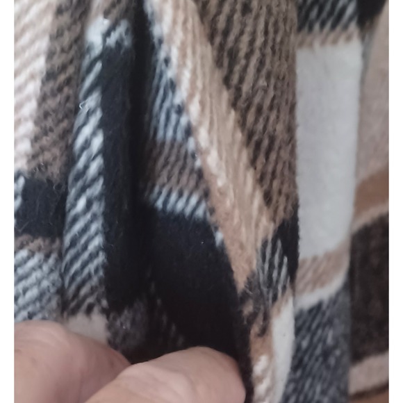 Women's Plaid Button Down Shacket – Size‎ M | Brown Black White Flannel Rustic - Picture 6 of 10